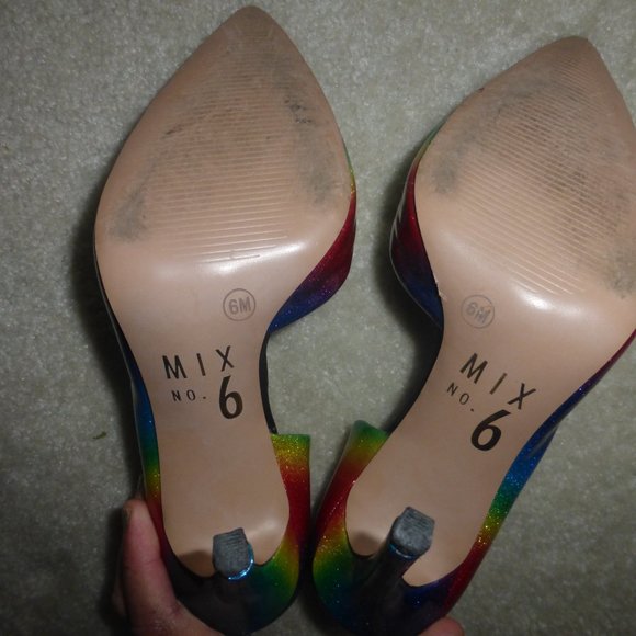 DSW 🌈RAINBOW multi-colour sparkly D'Orsay party pumps🌈 - Picture 3 of 8